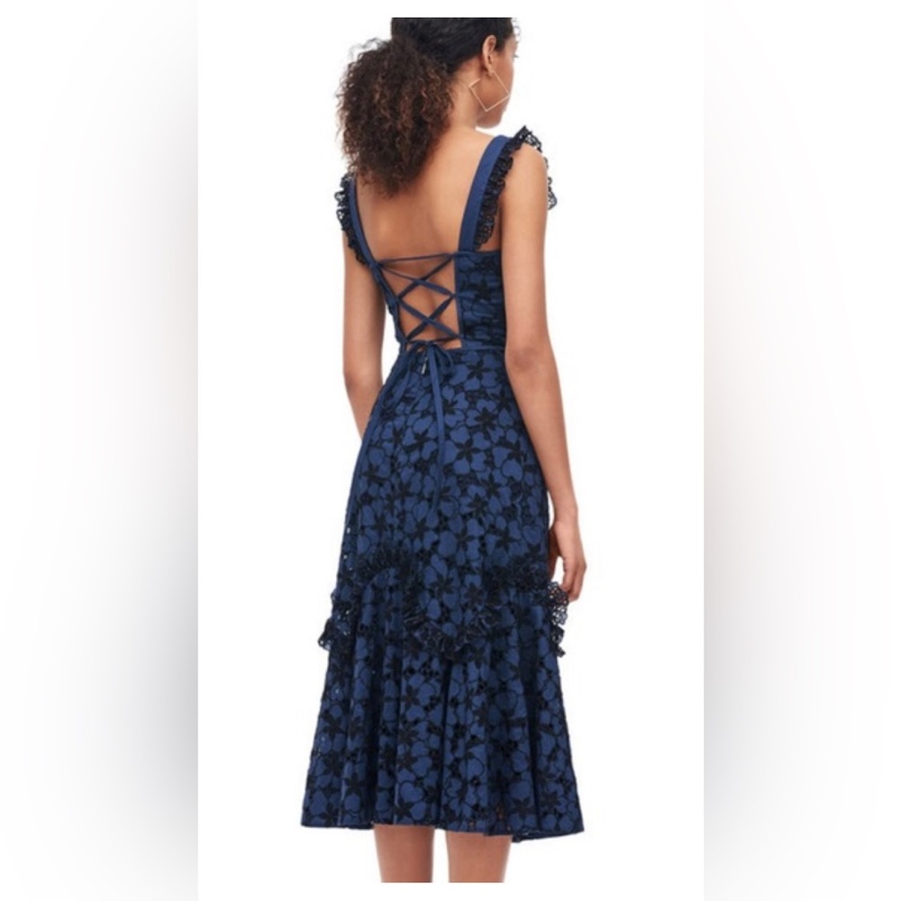Rebecca Taylor Adrianna Embroidered Eyelet Blueberry Dress - Picture 2 of 6